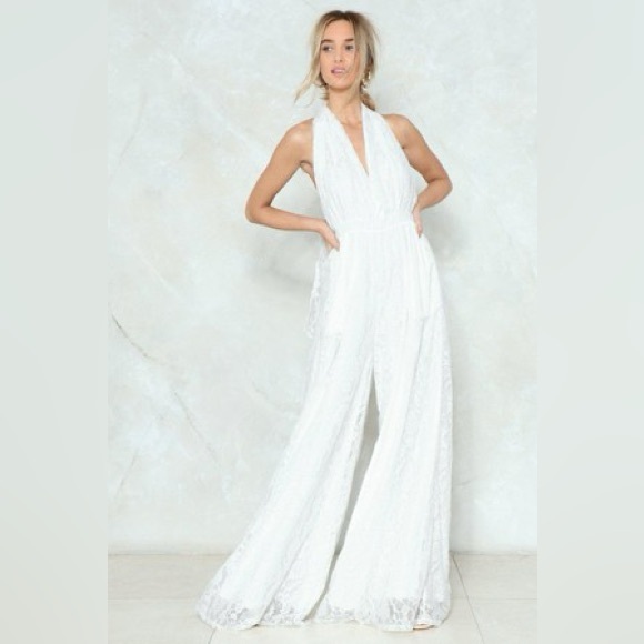 Lace Your Fears Wide-Leg Halter Maxi Jumpsuit – Size 6- - Picture 3 of 15